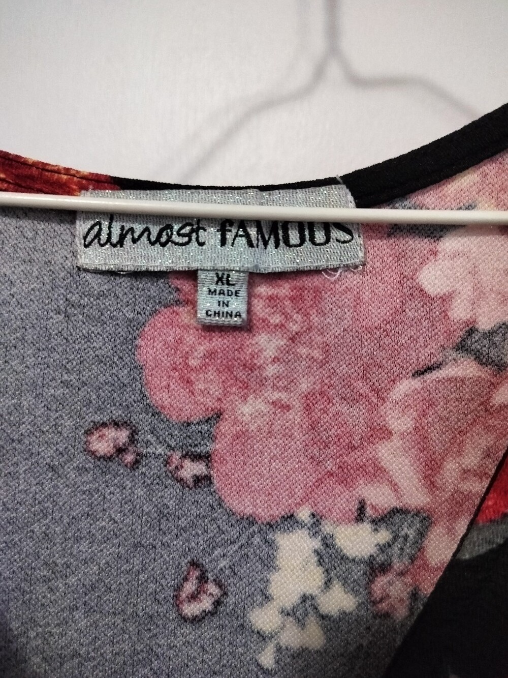 Almost Famous Black and Pink Floral Scoop Neck Tunic